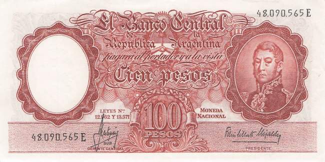 Argentinien p272-8 100 Pesos 1957